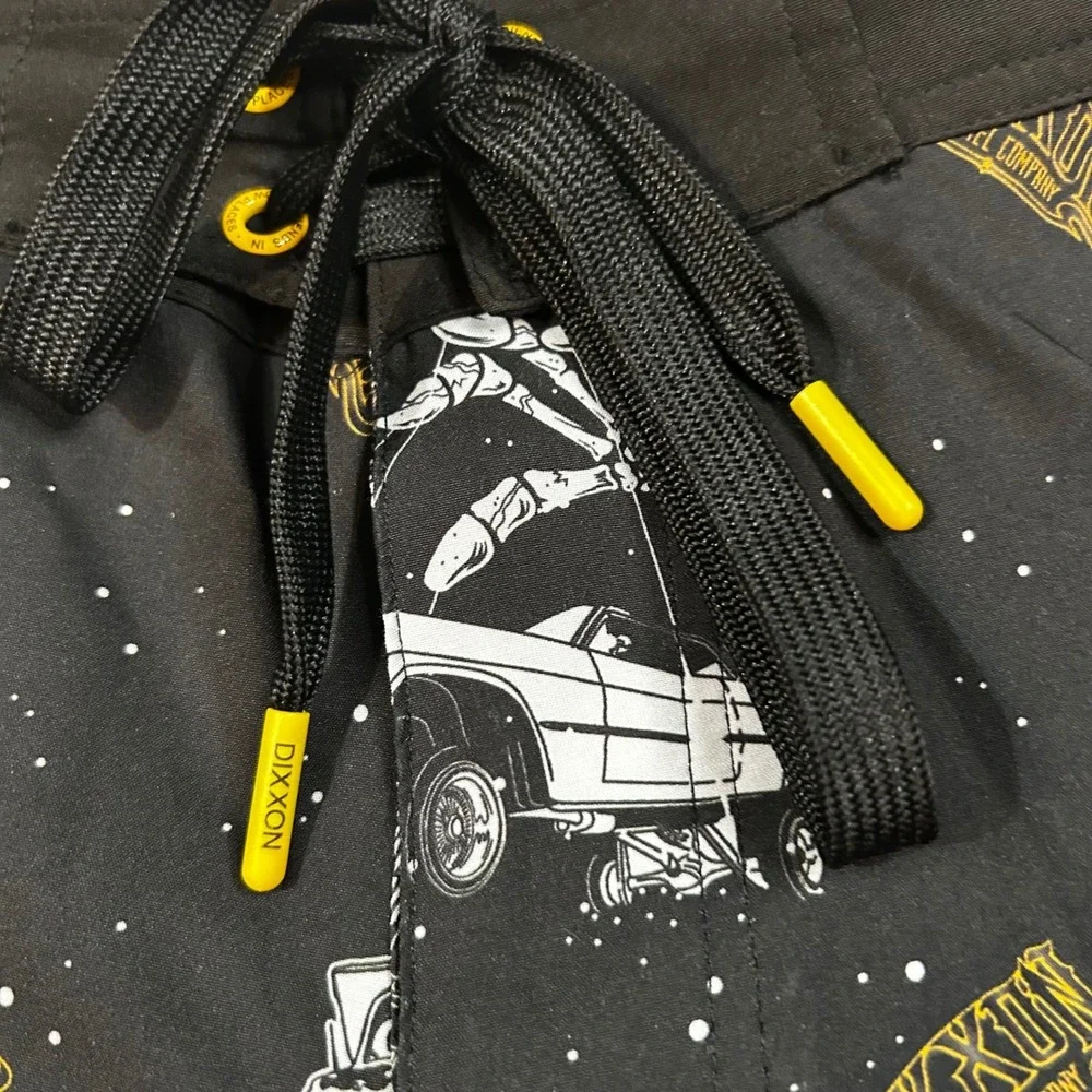 DIXXON Low Places Board Shorts Men 42 XXL Black Lowrider Classic Car Swim Trunks